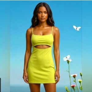Revolve Lover's + Friends Dress Delia Mini Cut Out Dress Neon Green Size S